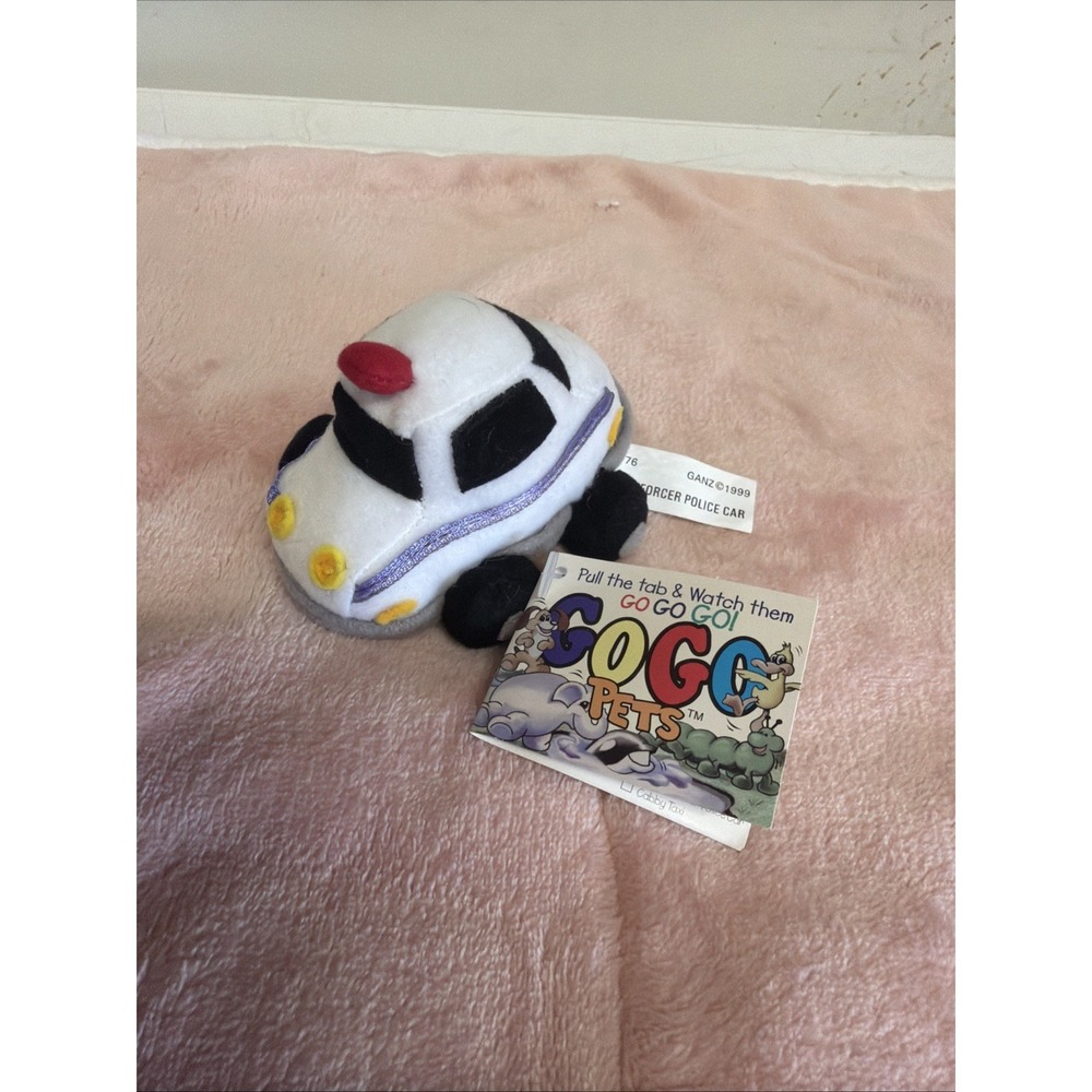 Vintage 1993 Ganz Go Go Police Car Vibrating Plush Pull String Working